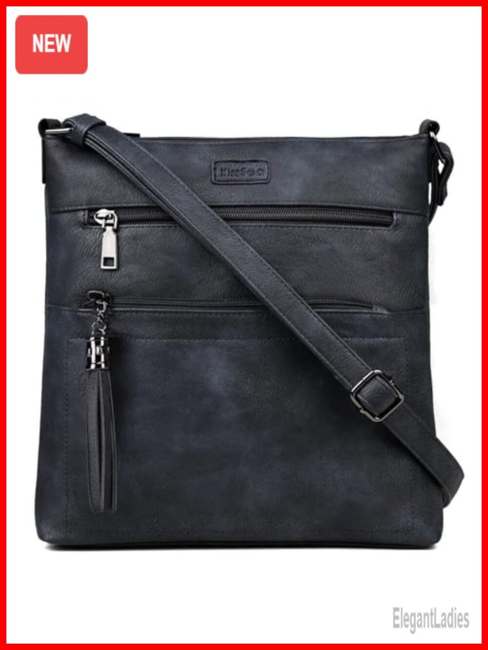 Leather Crossbody Bag for Women Multi Pocket Adjustable Strap Medium Travel